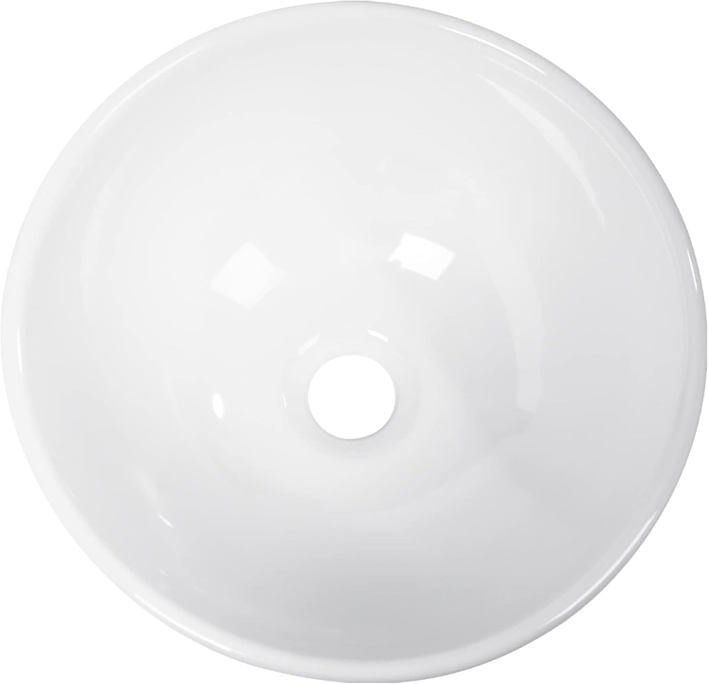 13in x13in Bowl Sinks for Bathrooms Above Counter Vessel Sink Round Vessel Sink White Ceramic Porcelain Small Bathroom Lavatory Vanity Vessel Sink Bowl Basin