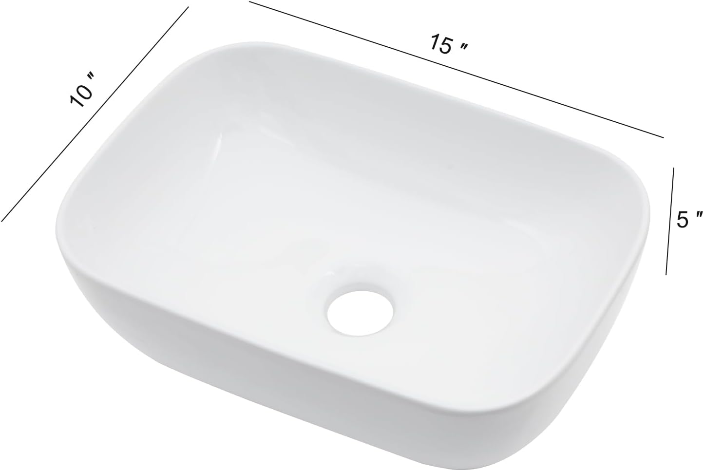 Bowl Sink for Bathroom 15in  x 10in  Rectangle Boat Shape White Vessel Sink Rectangular Above Counter Porcelain Ceramic Round Oval Modern Artistic Basin Small Bowl Sink LOF-15105