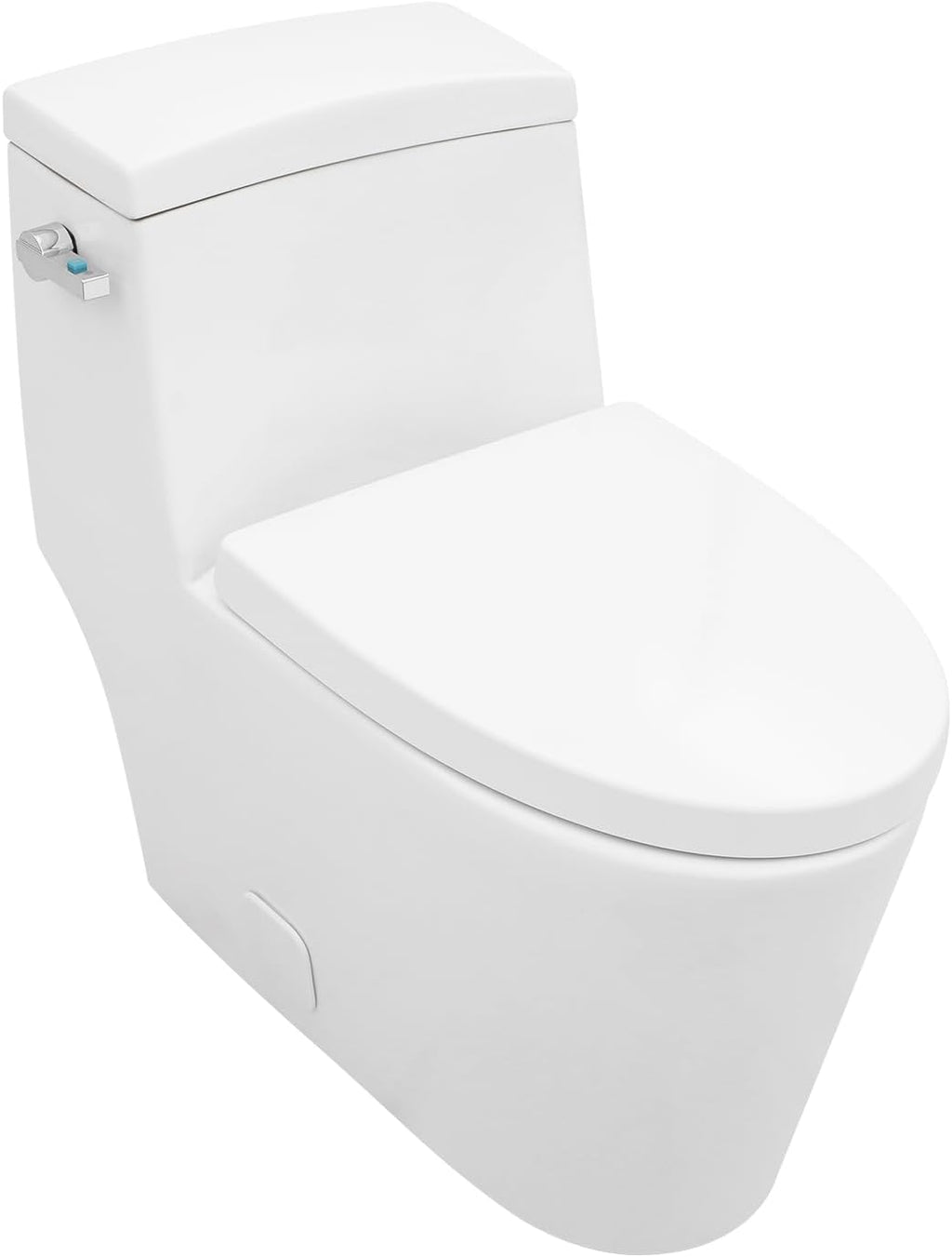Elongated Quick Side Flush Toilet 0.8/1.28 GPF One Piece Toilet Multifunctional Compact Toilet Toilet With ADA Soft Seat Hight Powerful Quick Flush Modern Standard Bathroom Toilet LOF-T1017