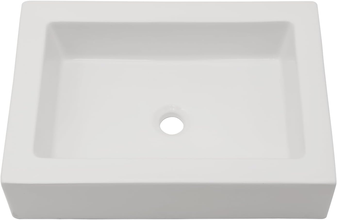 22in x15in  White Vessel Sink Rectangle Bathroom Sink Above Counter Porcelain Ceramic Small Sink Bowl Ceramic Rectangular Vessel Sinks for Bathrooms