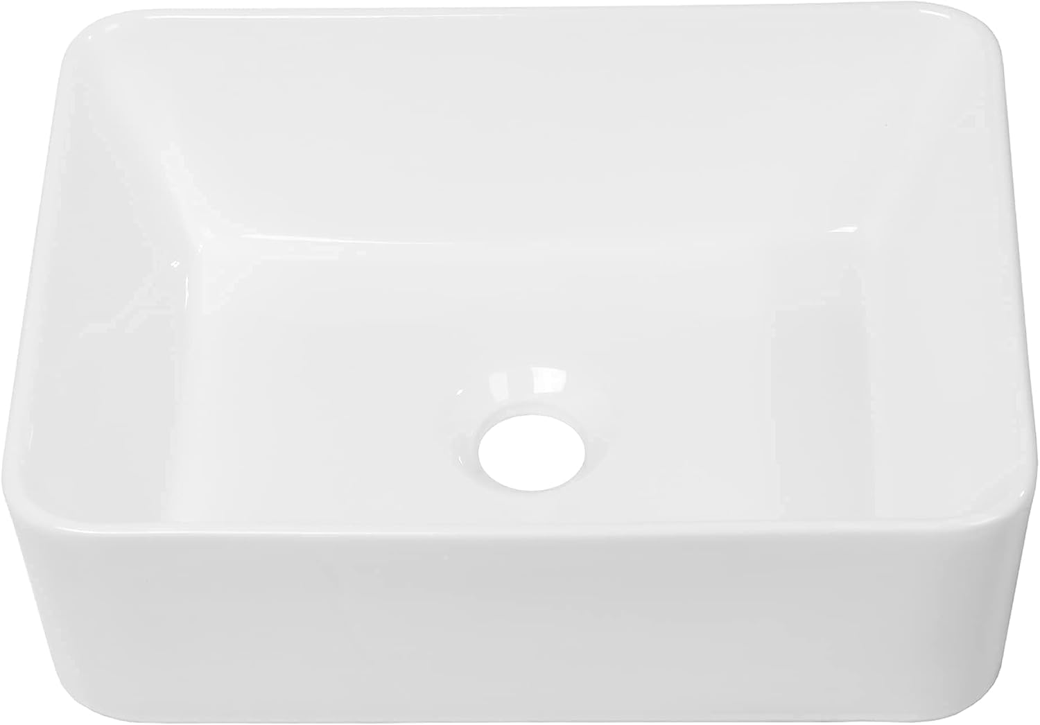 16in  x 12in  Vessel Sink Rectangle Bathroom Vessel Sink Countertop Rectangular White Ceramic Porcelain Farmhouse Lavatory Vanity Bath Sink Basin
