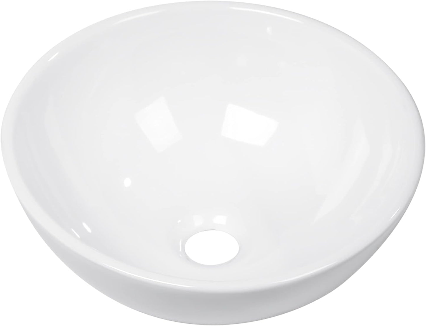 13in x13in  Bowl Sinks for Bathrooms Above Counter Vessel Sink Round Vessel Sink White Ceramic Porcelain Small Bathroom Lavatory Vanity Vessel Sink Bowl Basin