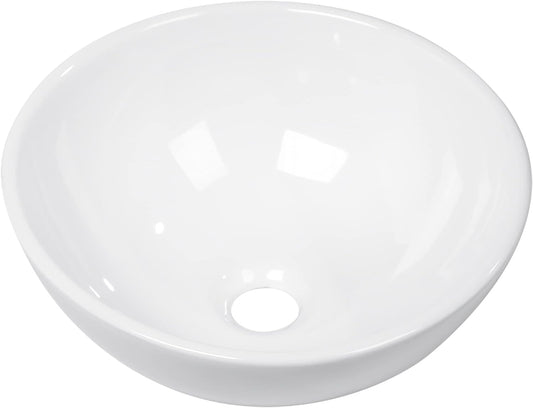 13in x13in  Bowl Sinks for Bathrooms Above Counter Vessel Sink Round Vessel Sink White Ceramic Porcelain Small Bathroom Lavatory Vanity Vessel Sink Bowl Basin