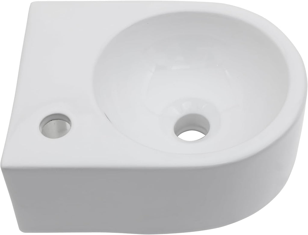 13in X10in  Wall Mount Sink Round Shape Deep Modern Floating Sink Small Corner Sink Tiny Bathroom Sink Round Bowl Sink For Bathrooms Wall Hung Sink Bowl Basin Sink Wall Mount Bathroom Sink