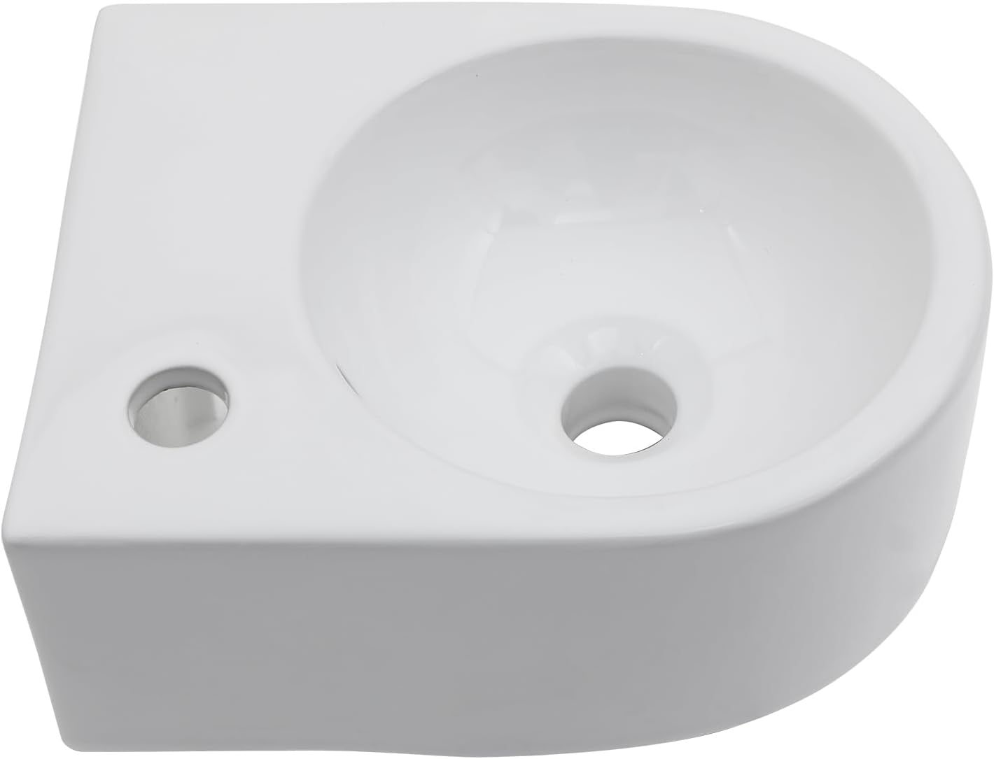 13in X10in  Wall Mount Sink Round Shape Deep Modern Floating Sink Small Corner Sink Tiny Bathroom Sink Round Bowl Sink For Bathrooms Wall Hung Sink Bowl Basin Sink Wall Mount Bathroom Sink