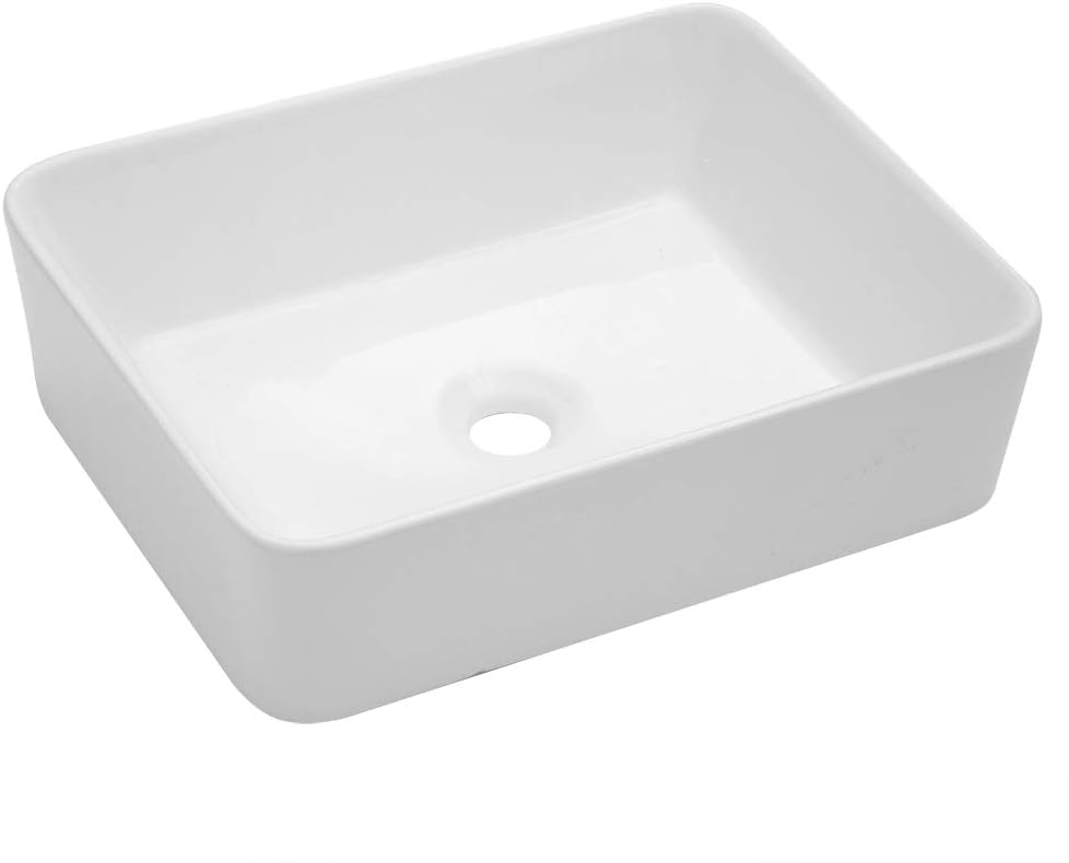 19in x15in  Vessel Sink Rectangule Bowl Sinks for Bathrooms White Vessel Sink Above Counter Rectangular Ceramic Vessel Bathroom Sink Porcelain Lavatory Vanity Sink Basin