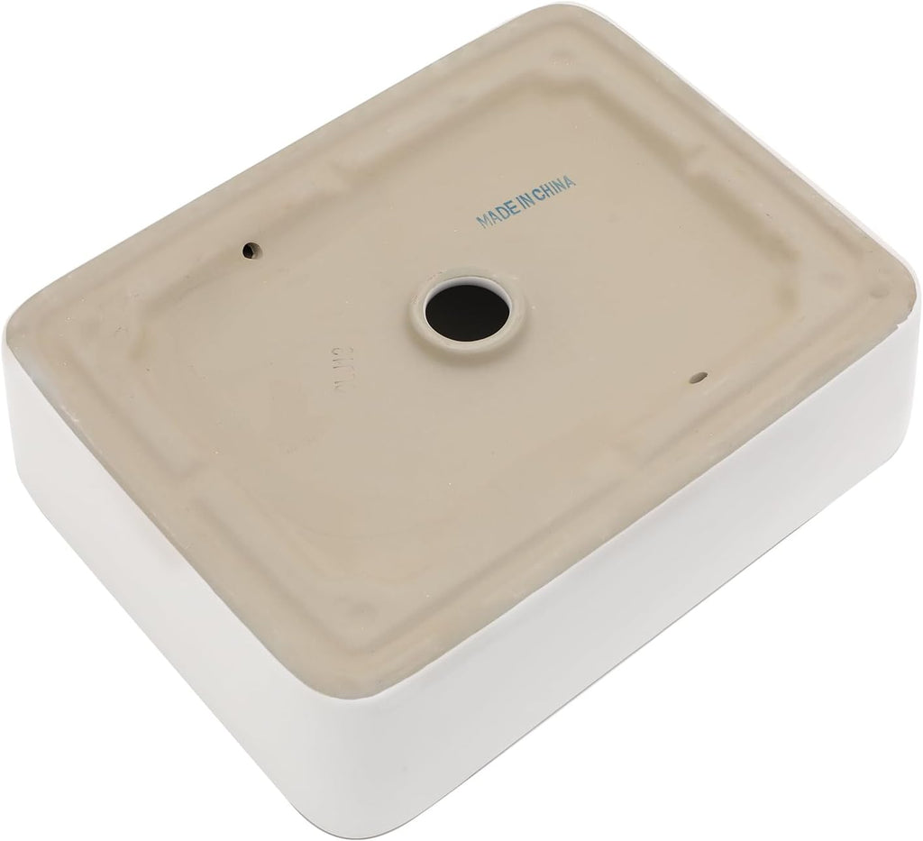 16in x12in  Vessel Sink for Bathroom Modern Art Basin Bathroom Vessel Sink Above Counter Rectangule White Vessel Sink Rectangluar Farmhouse Bowl Sinks for Bathrooms Vanity Lavatory Bowl Basin