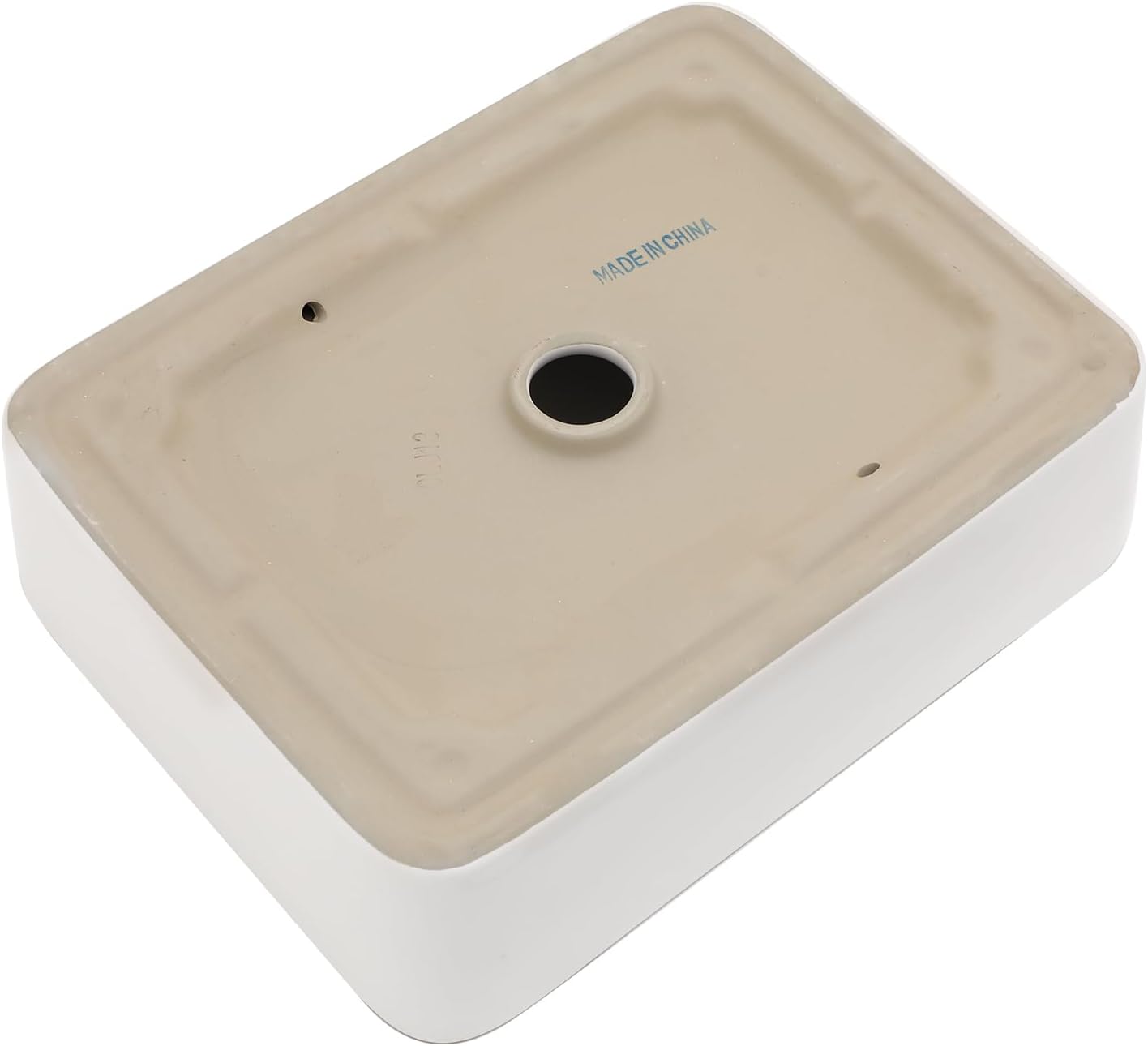 19in x15in  Bathroom Vessel Sink Rectangular Bowl Sinks for Bathrooms Above Counter Vessel Sink Rectangule White Golden Edge Ceramic Porcelain Lavatory Vanity Sink Basin