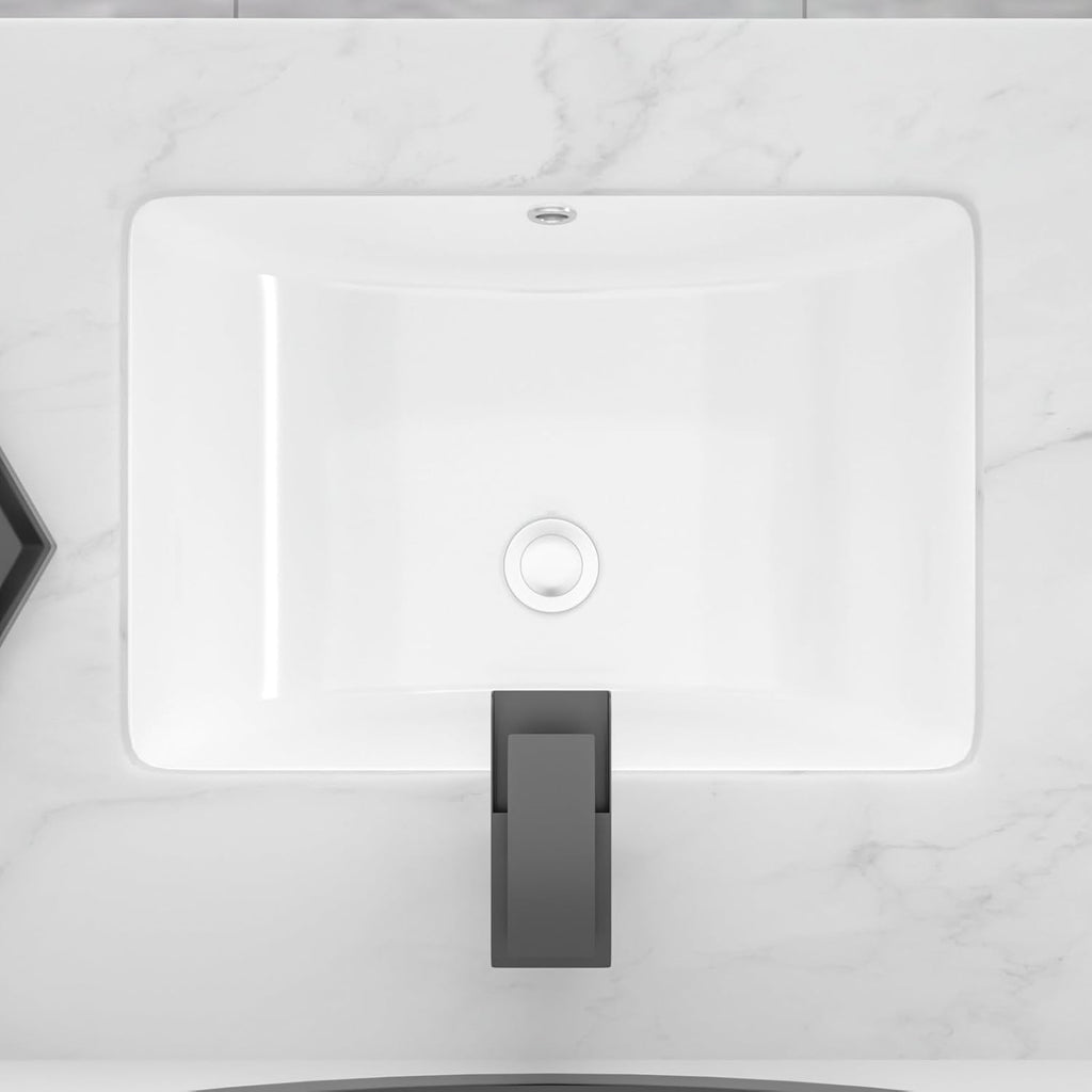Undermount Bathroom Sink 20''x14'' White Rectangle Bathroom Sink Porcelain Ceramic Sink Vanity Basin Lavatory Sink Vessel Sink