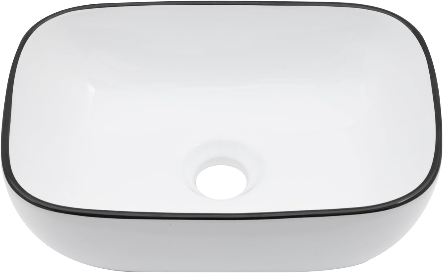 Bowl Sink for Bathroom 15in  x 10in  Rectangle Boat Shape White Vessel Sink with Black Rim Above Counter Porcelain Ceramic Round Oval Modern Artistic Basin Bowl Sink LOF-15105-HB
