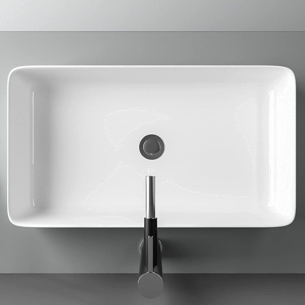 Vessel Sink for Bathroom, Lofeyo Large Modern 24in x14in  Bathroom Vessel Sink Above Counter Rectangule White Vessel Sink Rectangluar Farmhouse Bowl Sinks for Bathrooms Vanity Lavatory Bowl Basin