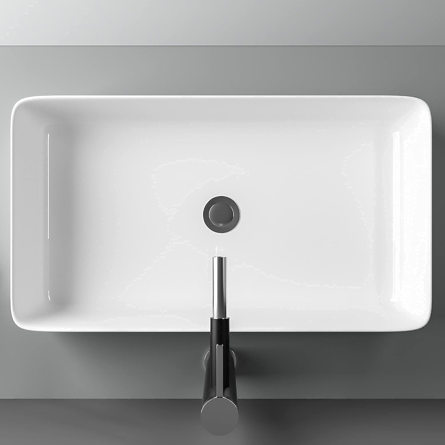 Vessel Sink for Bathroom, Lofeyo Large Modern 24in x14in  Bathroom Vessel Sink Above Counter Rectangule White Vessel Sink Rectangluar Farmhouse Bowl Sinks for Bathrooms Vanity Lavatory Bowl Basin