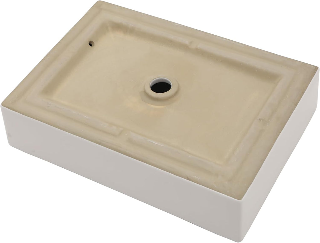 22in x15in  White Vessel Sink Rectangle Bathroom Sink Above Counter Porcelain Ceramic Small Sink Bowl Ceramic Rectangular Vessel Sinks for Bathrooms