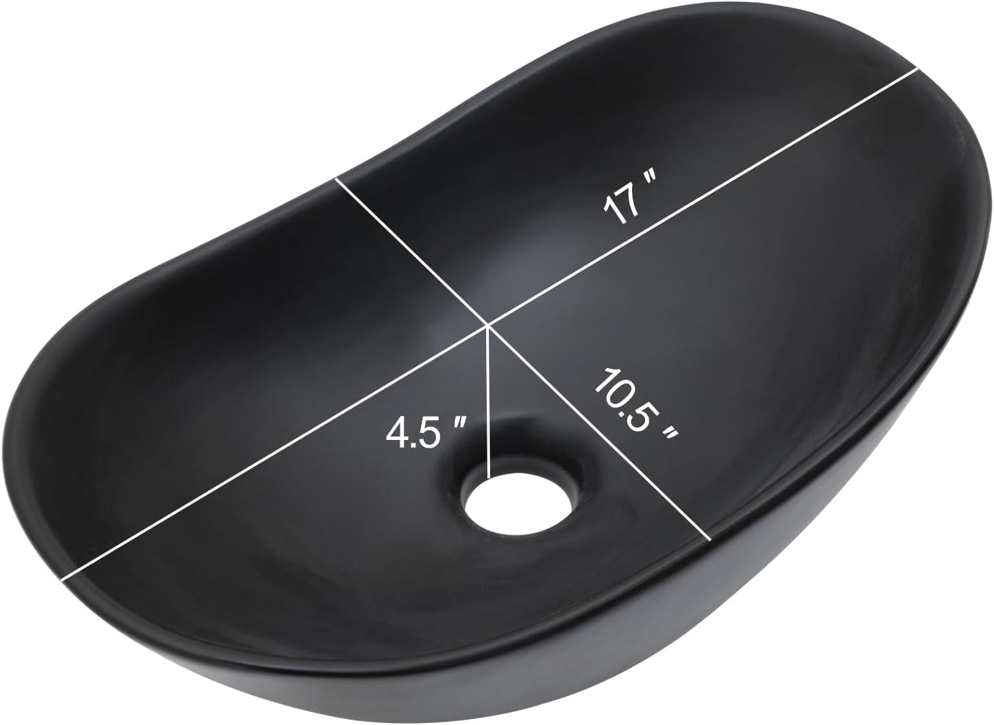 Bowl Sinks For Bathrooms 17in  x 11in  Oval Black Vessel Sink Modern Boat Shape Artistic Basin Bathroom Vessel Sink Above Counter Porcelain Ceramic Black Vessel Sink Small Deep Vessel Sink