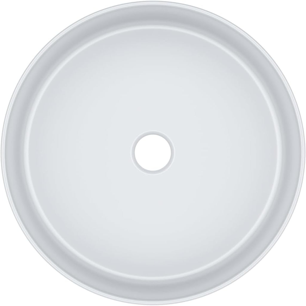 Bowl Sinks For Bathrooms 15in X15in  White Round Vessel Sink With Vertical Stripe Smal Above Counter Bathroom Sink White Porcelain Bowl Sink Bathrooms Ceramic Deep Modern Artistic Basin Sinks