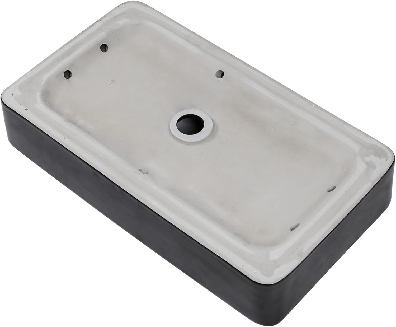 24in x14in  Black Bathroom Vessel Sink Rectangle Bathroom Sink Porcelain Ceramic Vessel Sink Above Counter Vessel Sink Bowl for Vanity Powder Room Cabinet Lavatory Matte Black