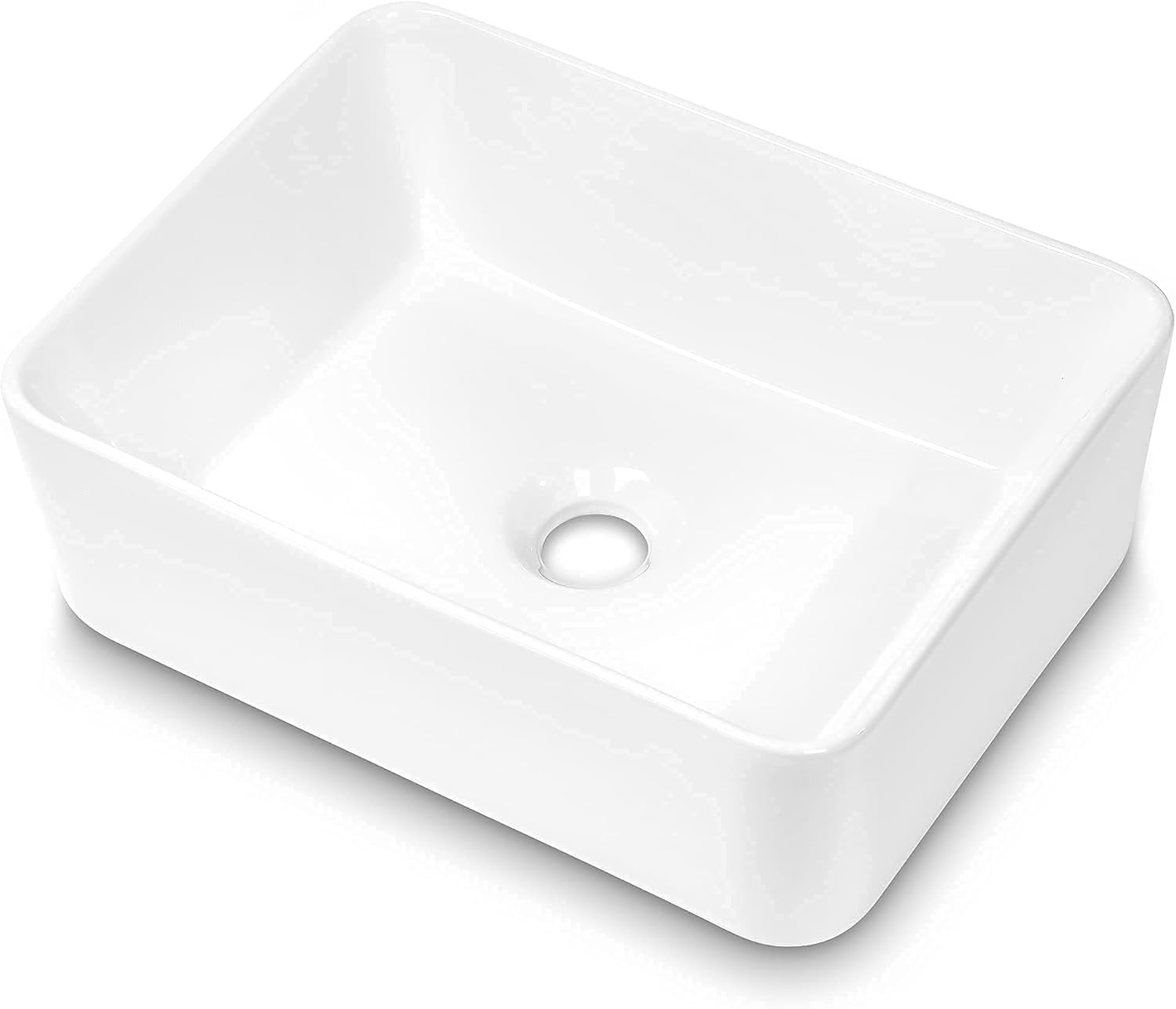 16in  x 12in  Vessel Sink Rectangle Bathroom Vessel Sink Countertop Rectangular White Ceramic Porcelain Farmhouse Lavatory Vanity Bath Sink Basin