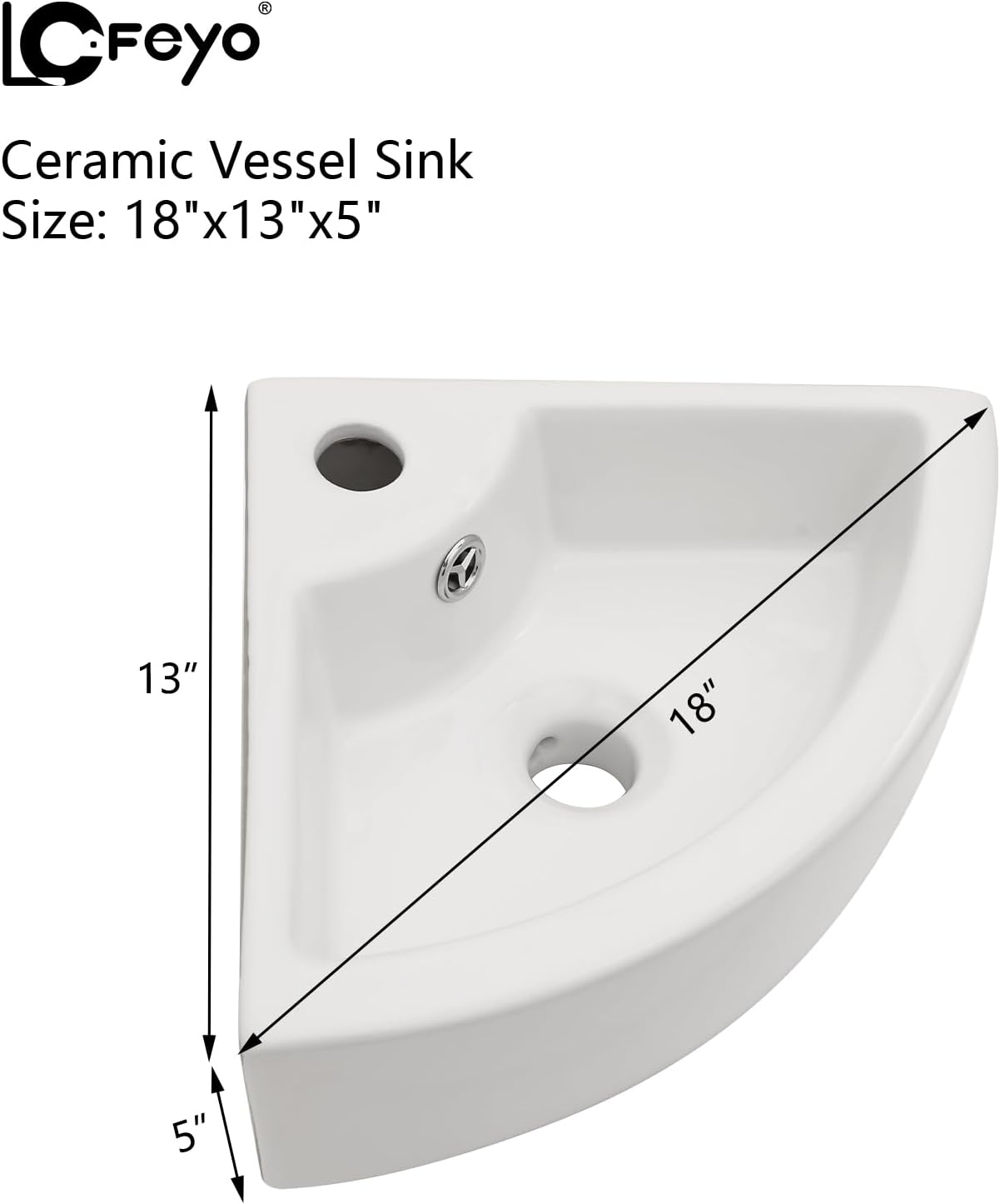 18in x13in  Corner Sink Wall Mount Triangle Bathroom Sink Small White Basin Porcelain Ceramic Vessel Sink Mini Wall Vanity Lavatory Basin Bowl Sinks