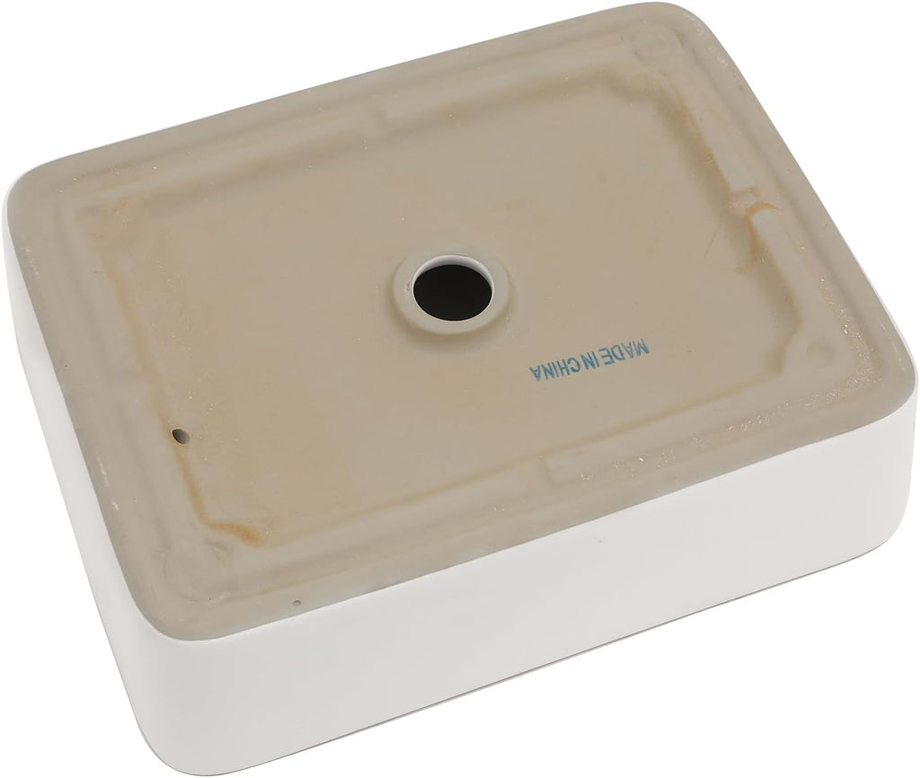 16in x12in  Bathroom Sink Rectangular White Vessel Sink Ceramic Above Counter Porcelain Lavatory Vanity Sink Basin