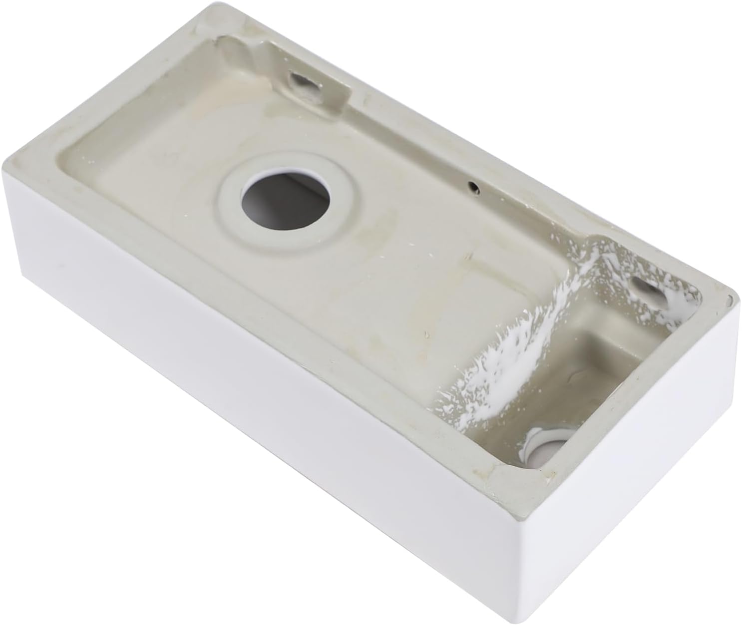 15 Inch Wall-Mounted Vessel Sinks, Lofeyo Bathroom Floating White Ceramic Porcelain Vanity Sink Art Basin with Left Single Faucet Hole
