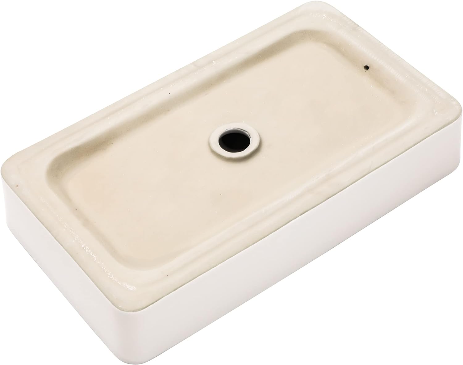 24in x14in  Vessel Sink Rectangular Bathroom Vessel Sink Rectangular White Black Ceramic Above Counter Porcelain Lavatory Vanity Sink Basin