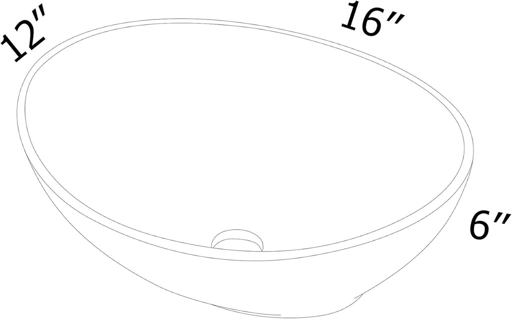 16in x13in  Bowl sinks for bathrooms Egg Shape Above Counter Vessel Sink Oval Vessel Sink White Ceramic Porcelain Small Bathroom Lavatory Vanity Vessel Sink Bowl Basin