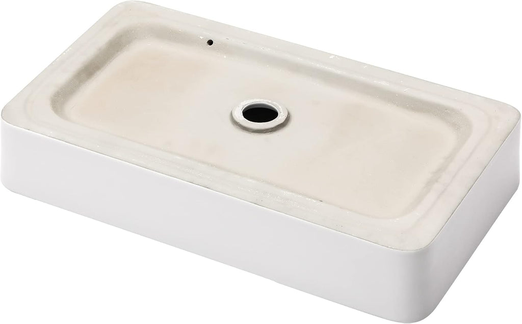 Vessel Sink for Bathroom, Lofeyo Large Modern 24in x14in  Bathroom Vessel Sink Above Counter Rectangule White Vessel Sink Rectangluar Farmhouse Bowl Sinks for Bathrooms Vanity Lavatory Bowl Basin