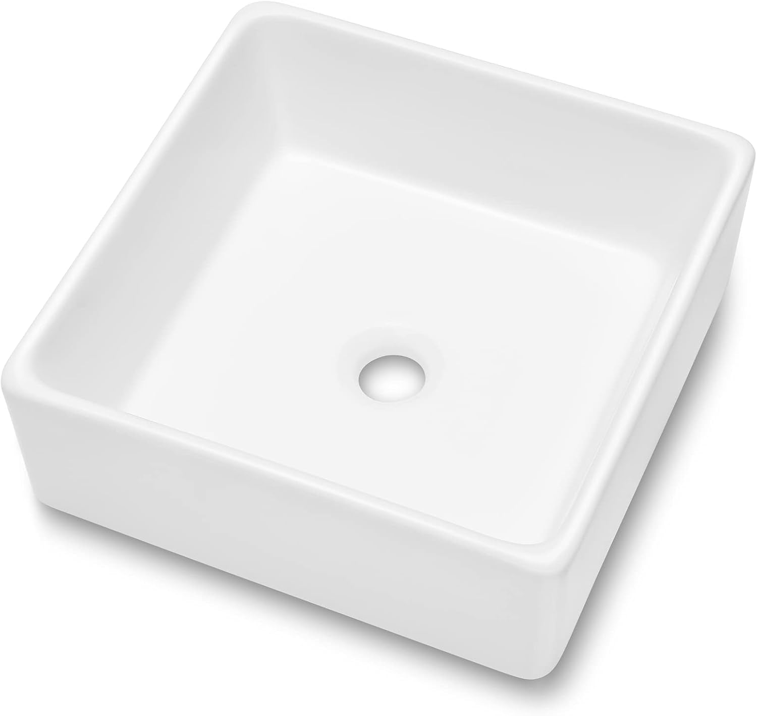 15in x15in  Square Vessel Sink Bathroom Sink Above Counter White Ceramic Porcelain Lavatory Vanity Vessel Sink Basin