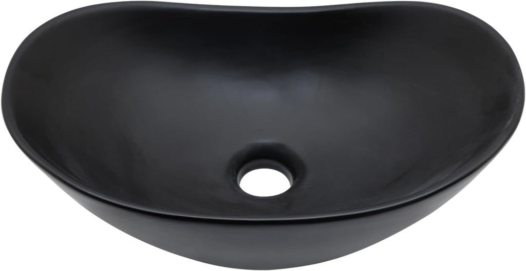 Bowl Sinks For Bathrooms 17in  x 11in  Oval Black Vessel Sink Modern Boat Shape Artistic Basin Bathroom Vessel Sink Above Counter Porcelain Ceramic Black Vessel Sink Small Deep Vessel Sink
