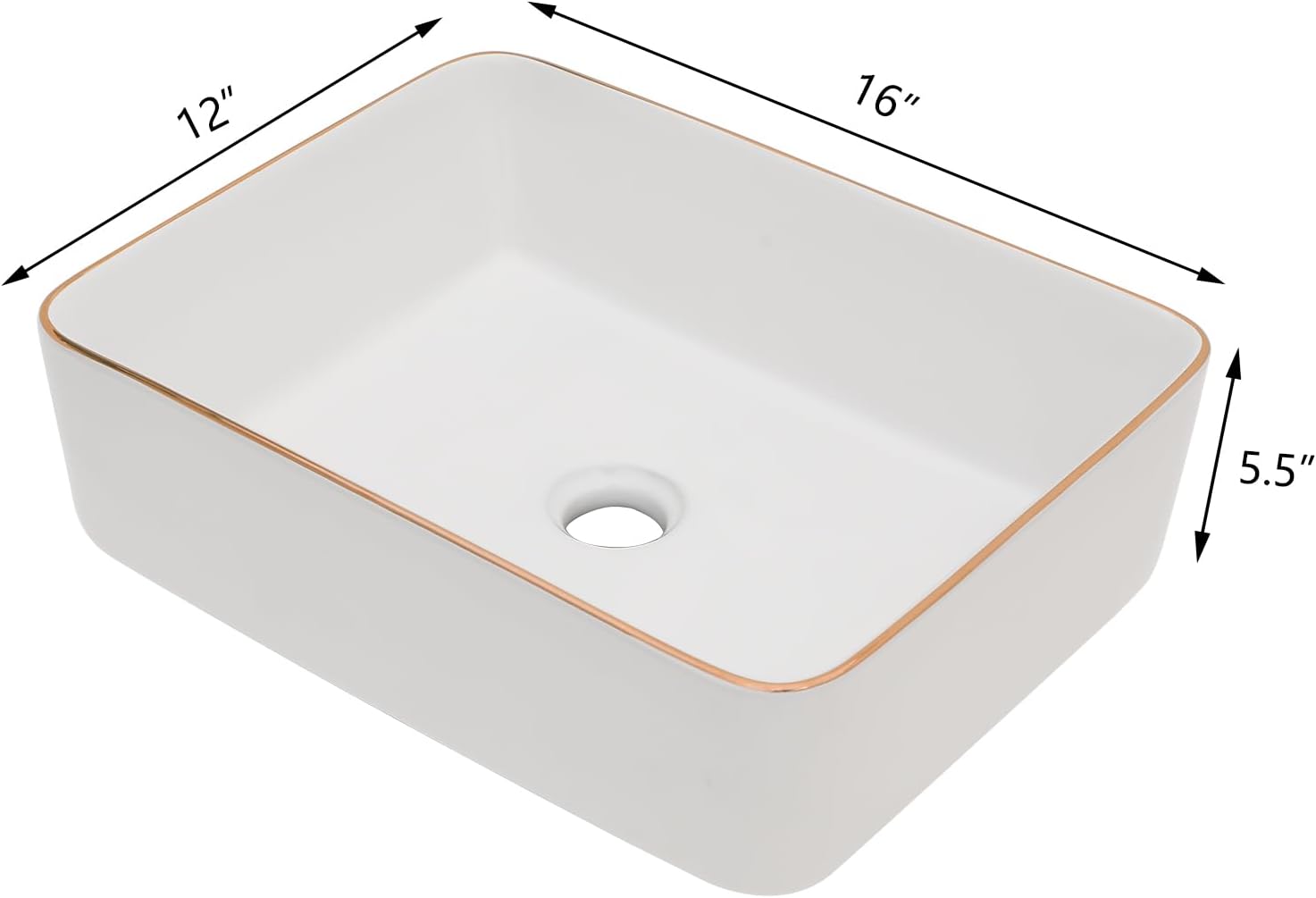 16in x12in  Vessel Sink for Bathroom Modern Art Basin Bathroom Vessel Sink Above Counter Rectangule White Vessel Sink Rectangluar Farmhouse Bowl Sinks for Bathrooms Vanity Lavatory Bowl Basin
