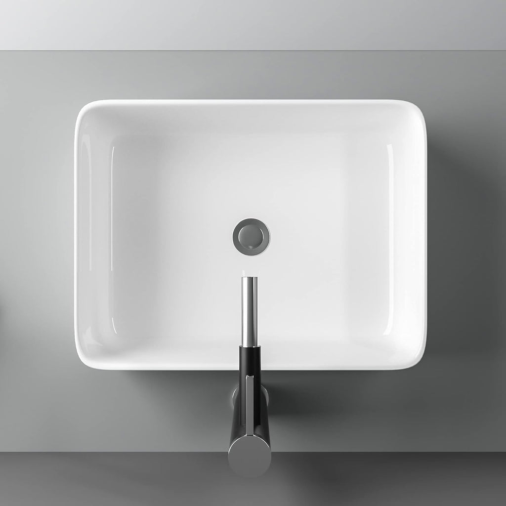19in x15in  Vessel Sink Rectangule Bowl Sinks for Bathrooms White Vessel Sink Above Counter Rectangular Ceramic Vessel Bathroom Sink Porcelain Lavatory Vanity Sink Basin
