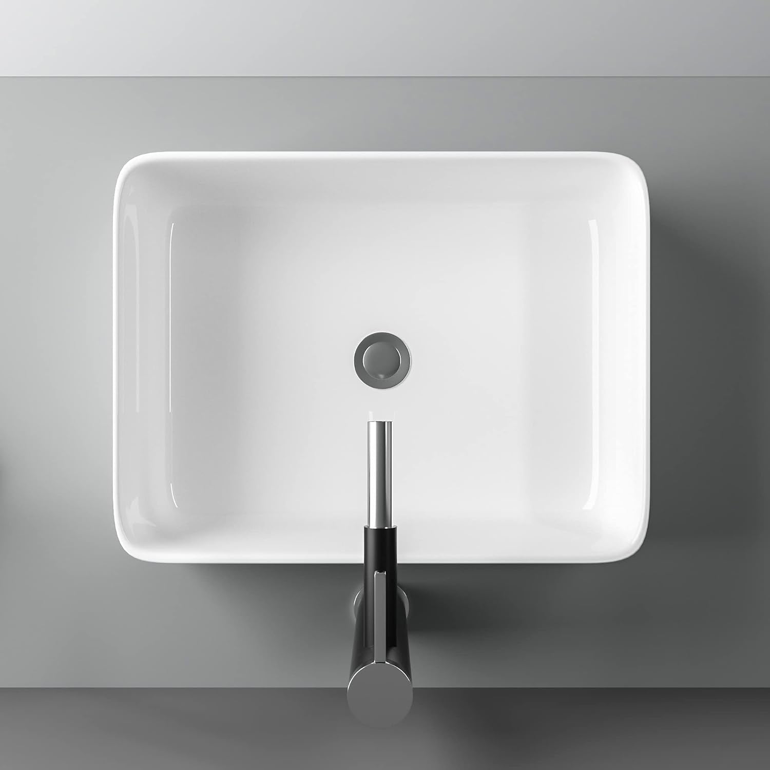19in x15in  Vessel Sink Rectangule Bowl Sinks for Bathrooms White Vessel Sink Above Counter Rectangular Ceramic Vessel Bathroom Sink Porcelain Lavatory Vanity Sink Basin