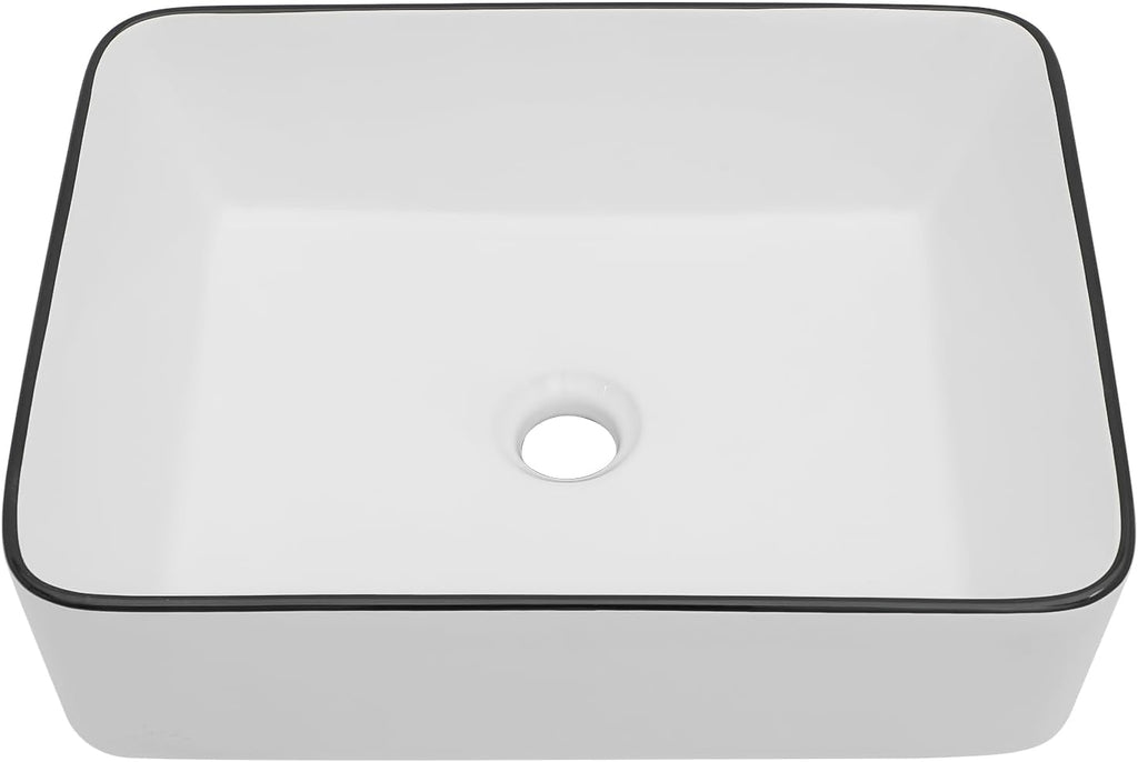 16in x12in  Vessel Sink Rectangular Vessel Sink White Vessel Sink Small Bowl Sinks for Bathrooms Above Counter Ceramic Bathroom Sink Rectangule Sink Bowls For Bathroom Vanity Lavatory Bowl Basin