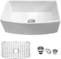 30 Curved Apron Kitchen Sink -Lofeyo 30 x 19 Inch Farmhouse Sink Curved Apron Front Single Bowl White Ceramic Porcelain Fireclay Farm Sink Basin