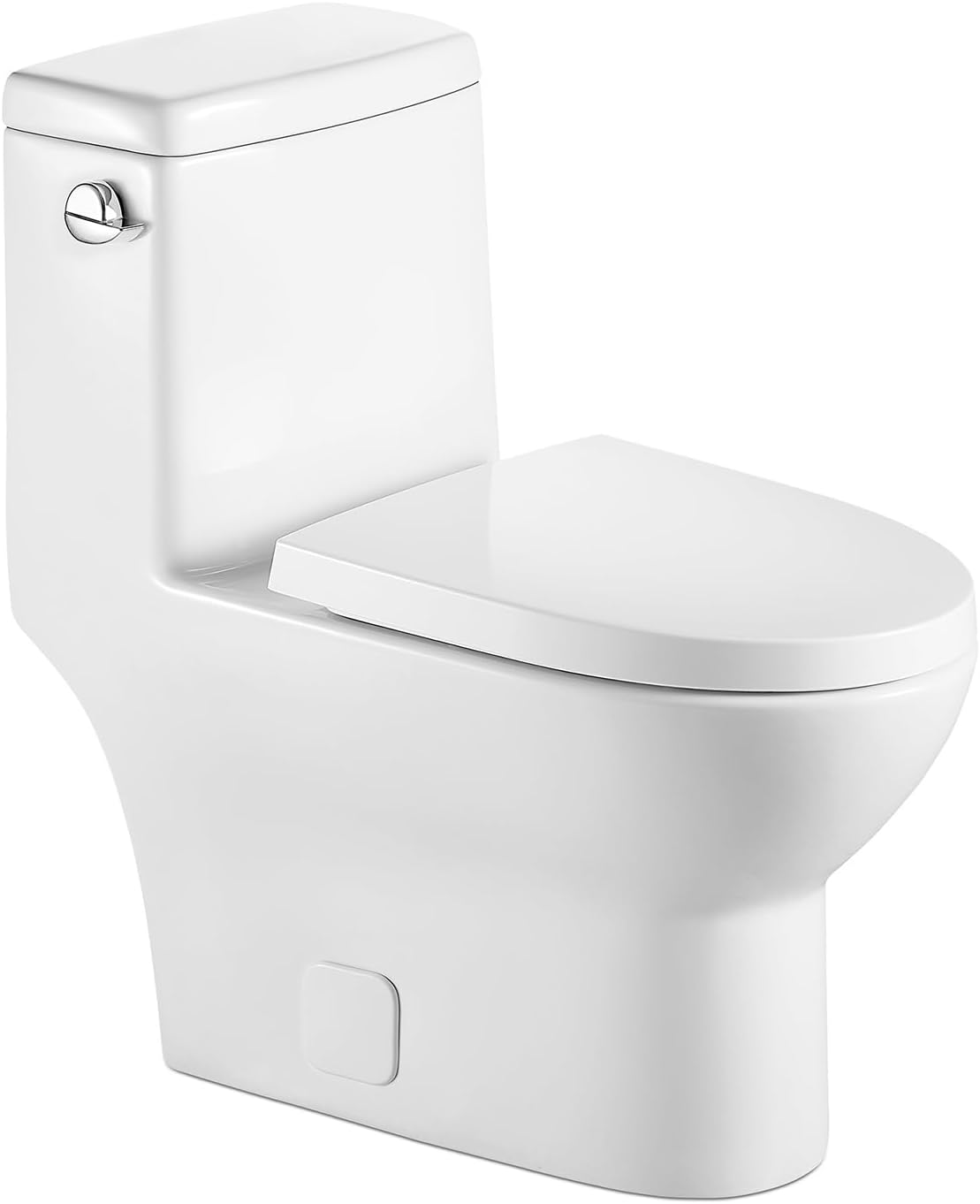 LOF-T1018 Elongated Quick Side Flush Toilet 0.8/1.28 GPF One Piece Toilet Compact Toilet Toilet With Comfortable Seat Hight Powerful Quick Flush Modern Standard White Bathroom Toilet