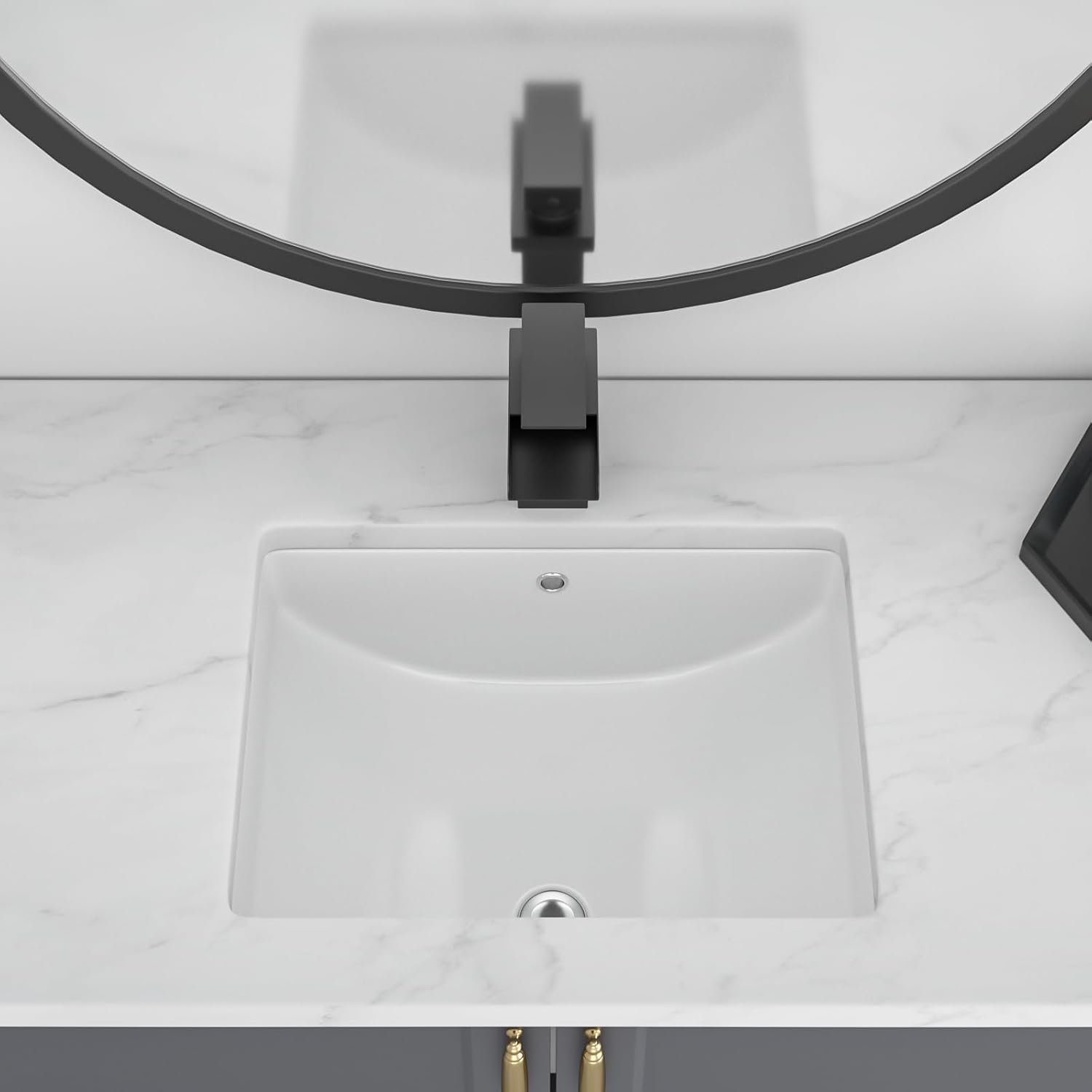 Undermount Bathroom Sink-Lofeyo 18''x14'' White Rectangle Bathroom Sink Porcelain Ceramic Sink Vanity Basin Lavatory Sink Rectangular Vessel Sink
