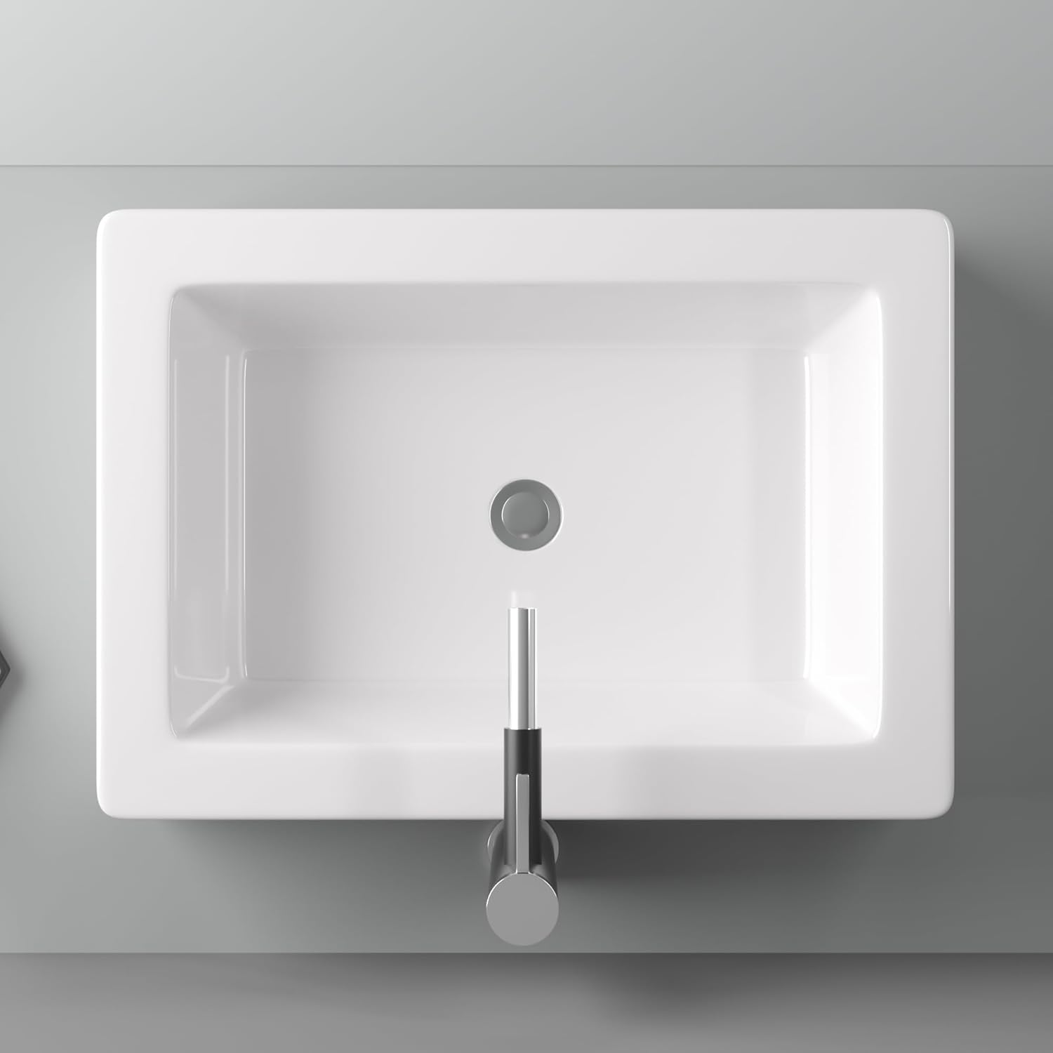 22in x15in  White Vessel Sink Rectangle Bathroom Sink Above Counter Porcelain Ceramic Small Sink Bowl Ceramic Rectangular Vessel Sinks for Bathrooms