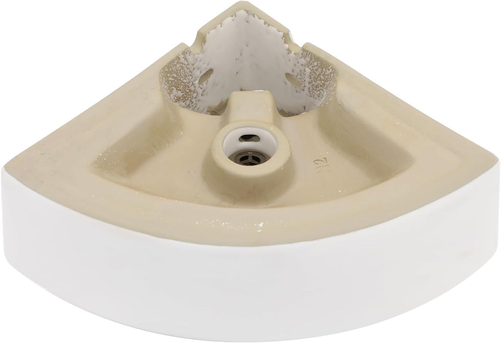 18in x13in  Corner Sink Wall Mount Triangle Bathroom Sink Small White Basin Porcelain Ceramic Vessel Sink Mini Wall Vanity Lavatory Basin Bowl Sinks