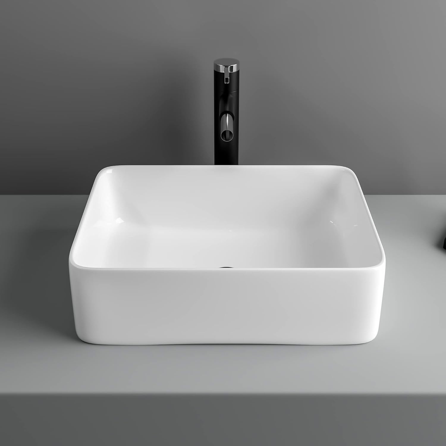 19in x15in  Vessel Sink Rectangule Bowl Sinks for Bathrooms White Vessel Sink Above Counter Rectangular Ceramic Vessel Bathroom Sink Porcelain Lavatory Vanity Sink Basin