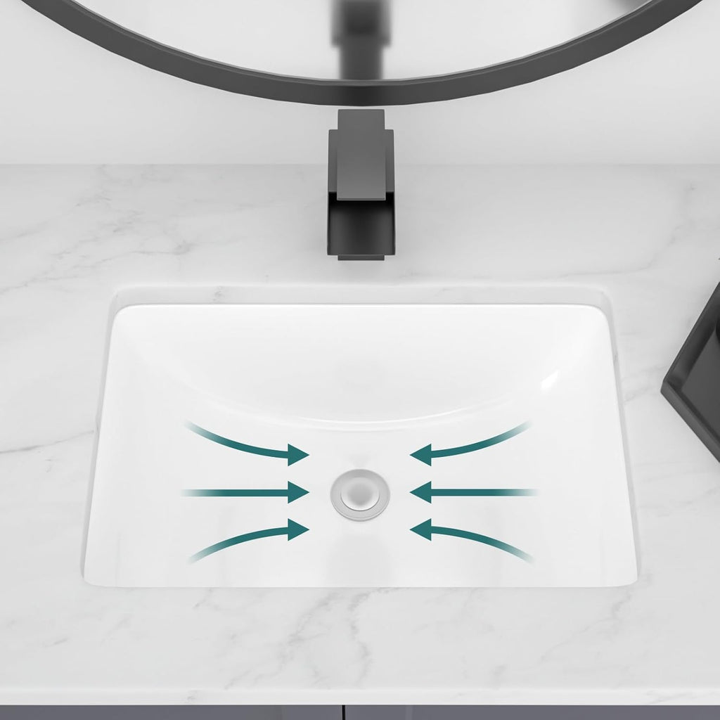 Undermount Bathroom Sink 20''x14'' White Rectangle Bathroom Sink Porcelain Ceramic Sink Vanity Basin Lavatory Sink Vessel Sink
