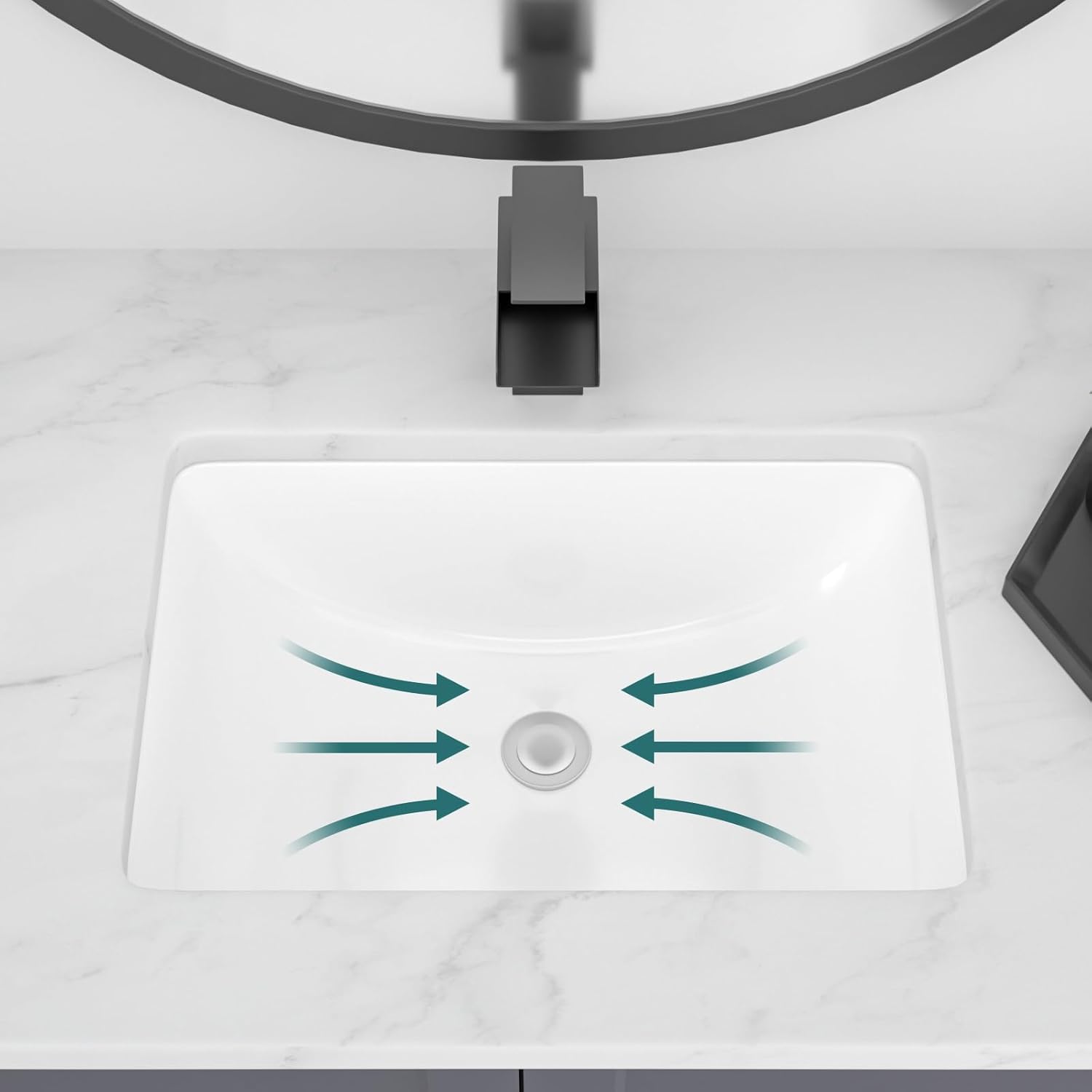 Undermount Bathroom Sink 20''x14'' White Rectangle Bathroom Sink Porcelain Ceramic Sink Vanity Basin Lavatory Sink Vessel Sink