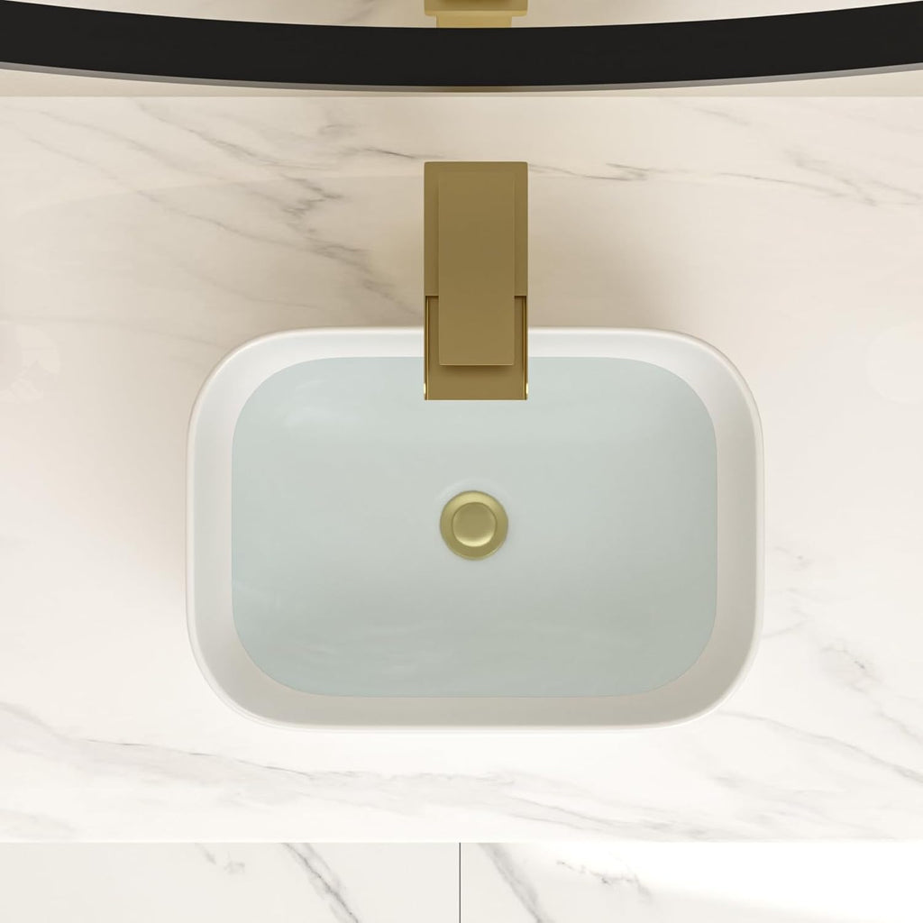 Bowl Sink for Bathroom 15in  x 10in  Rectangle Boat Shape White Vessel Sink Rectangular Above Counter Porcelain Ceramic Round Oval Modern Artistic Basin Small Bowl Sink LOF-15105