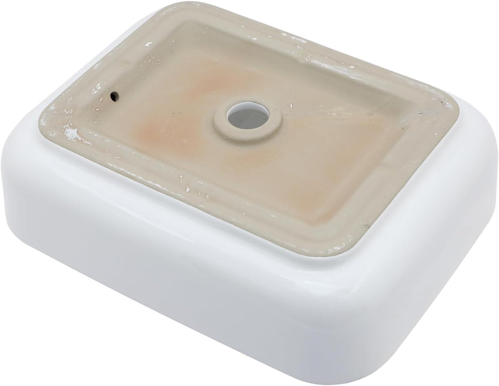 Bathroom Vessel Sink 19in x15in  Rectangule Bowl Sinks for Bathrooms With Gold Rim White Vessel Sink Above Counter Rectangular Ceramic Vessel Bathroom Sink Porcelain Lavatory Vanity Sink Basin