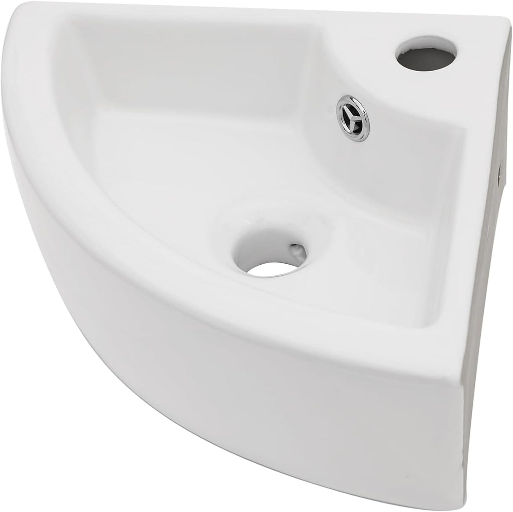 18in x13in  Corner Sink Wall Mount Triangle Bathroom Sink Small White Basin Porcelain Ceramic Vessel Sink Mini Wall Vanity Lavatory Basin Bowl Sinks