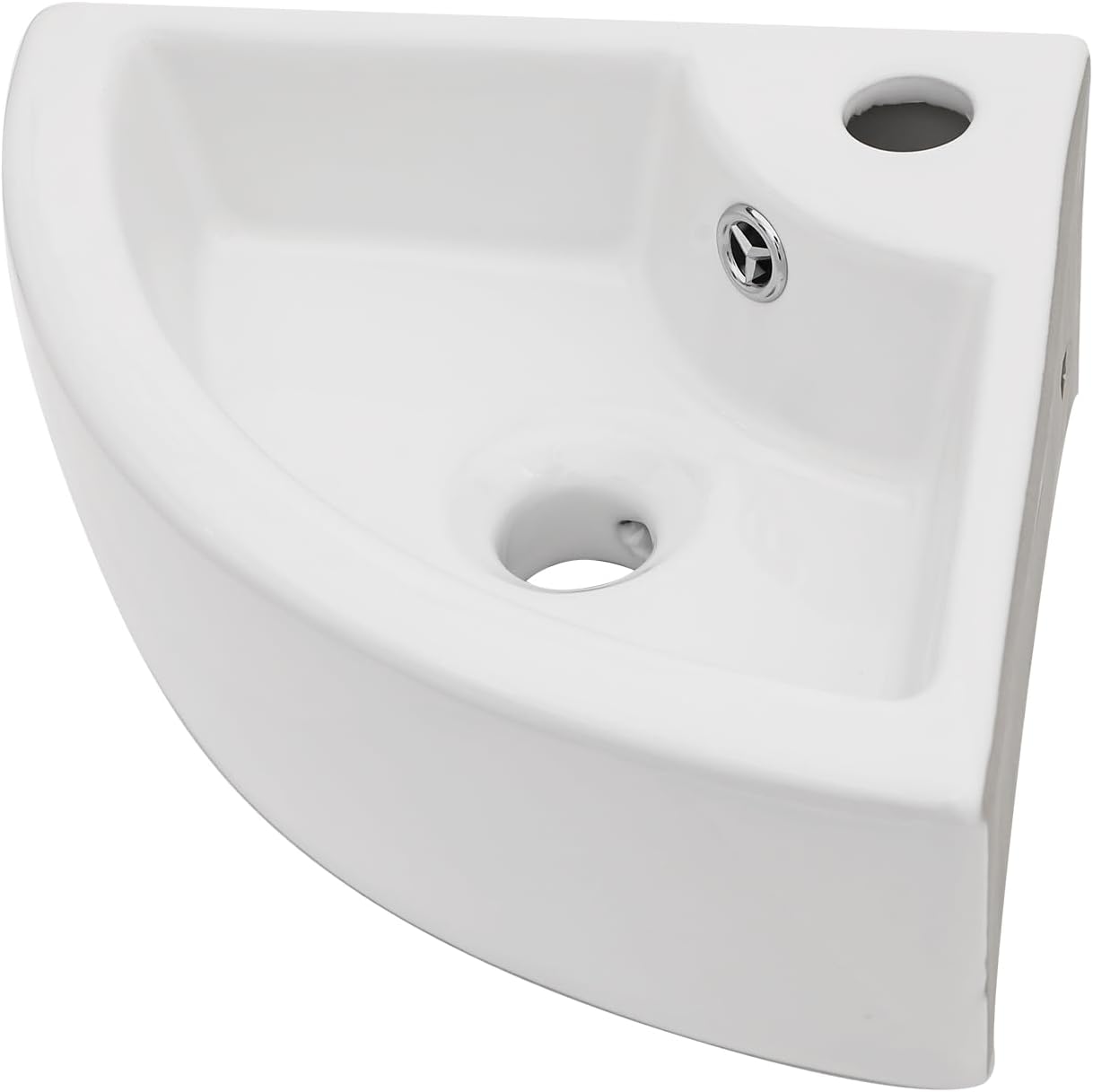 18in x13in  Corner Sink Wall Mount Triangle Bathroom Sink Small White Basin Porcelain Ceramic Vessel Sink Mini Wall Vanity Lavatory Basin Bowl Sinks