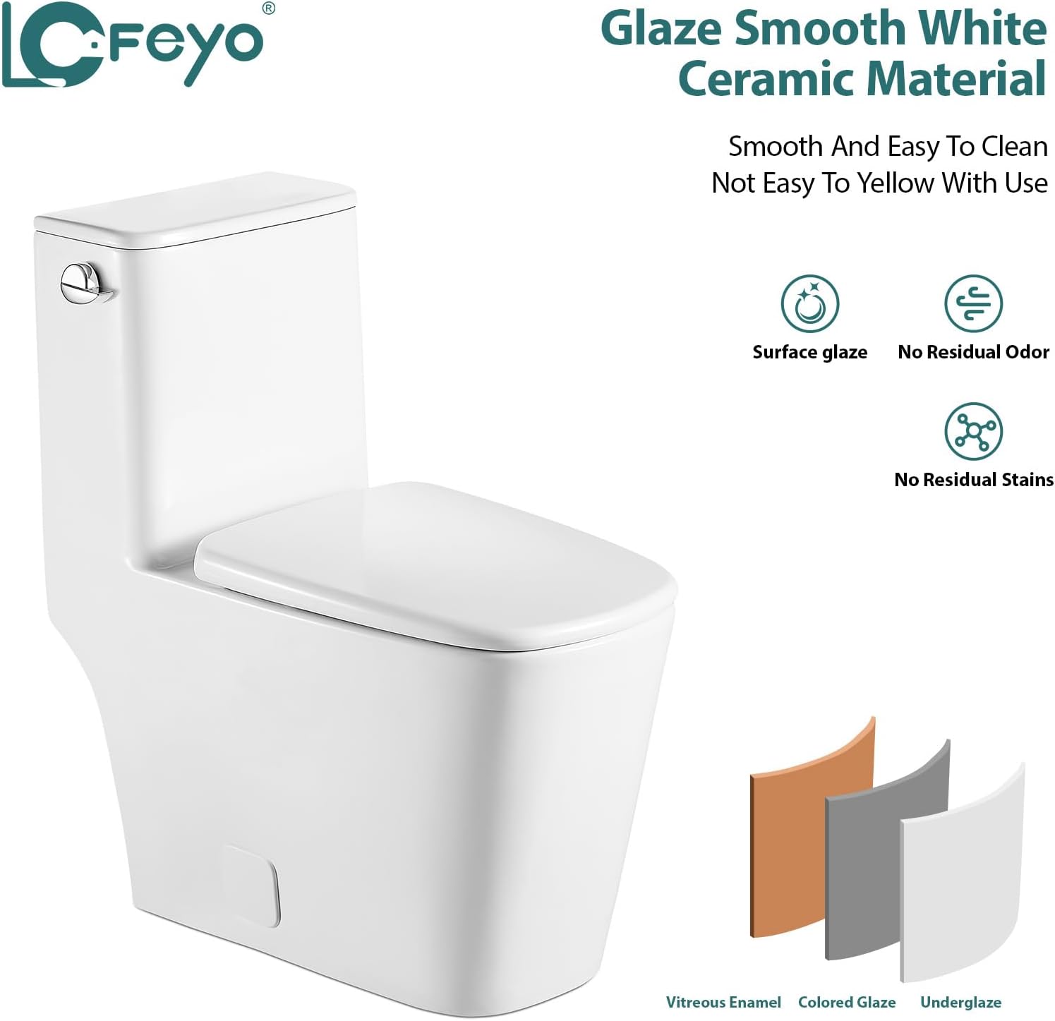 Elongated Dual Flush Toilet 0.8/1.28 GPF One Piece Toilet Compact Toilet Quick Flush Toilet With Comfortable Seat Hight Powerful Quick Modern Standard White Bathroom Toilet LOF-T1026