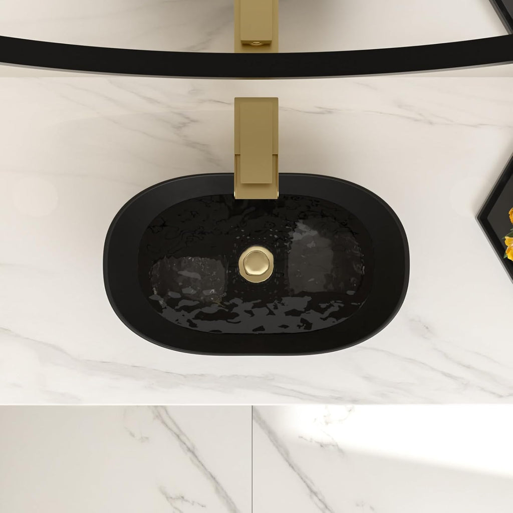 Bowl Sinks For Bathrooms 17in  x 11in  Oval Black Vessel Sink Modern Boat Shape Artistic Basin Bathroom Vessel Sink Above Counter Porcelain Ceramic Black Vessel Sink Small Deep Vessel Sink