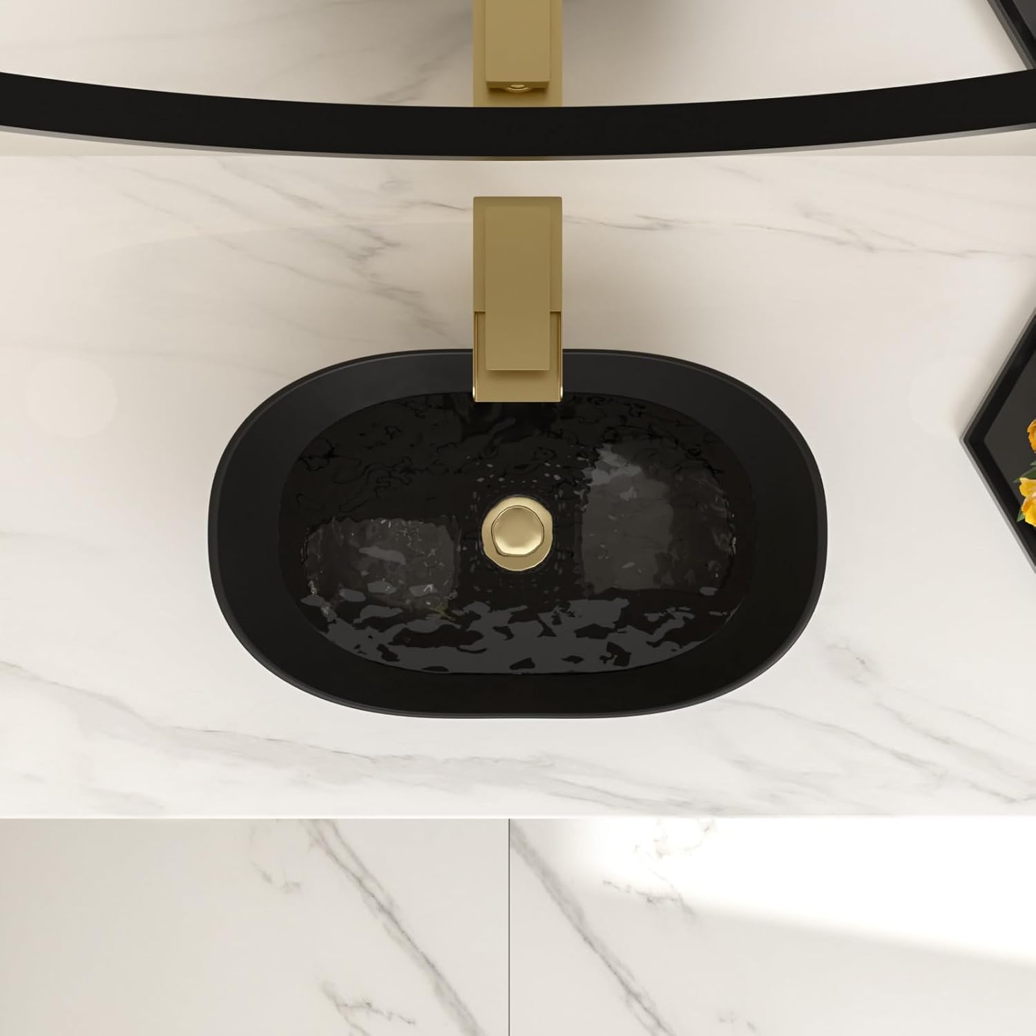 Bowl Sinks For Bathrooms 17in  x 11in  Oval Black Vessel Sink Modern Boat Shape Artistic Basin Bathroom Vessel Sink Above Counter Porcelain Ceramic Black Vessel Sink Small Deep Vessel Sink