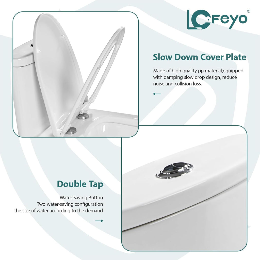 Efficiency Elongated Quick Side Flush Toilet 0.8/1.28 GPF One Piece Toilet Compact Toilet Toilet With ADA Soft Seat Hight Powerful Quick Flush Modern Standard White Bathroom Toilet LOF-T1033