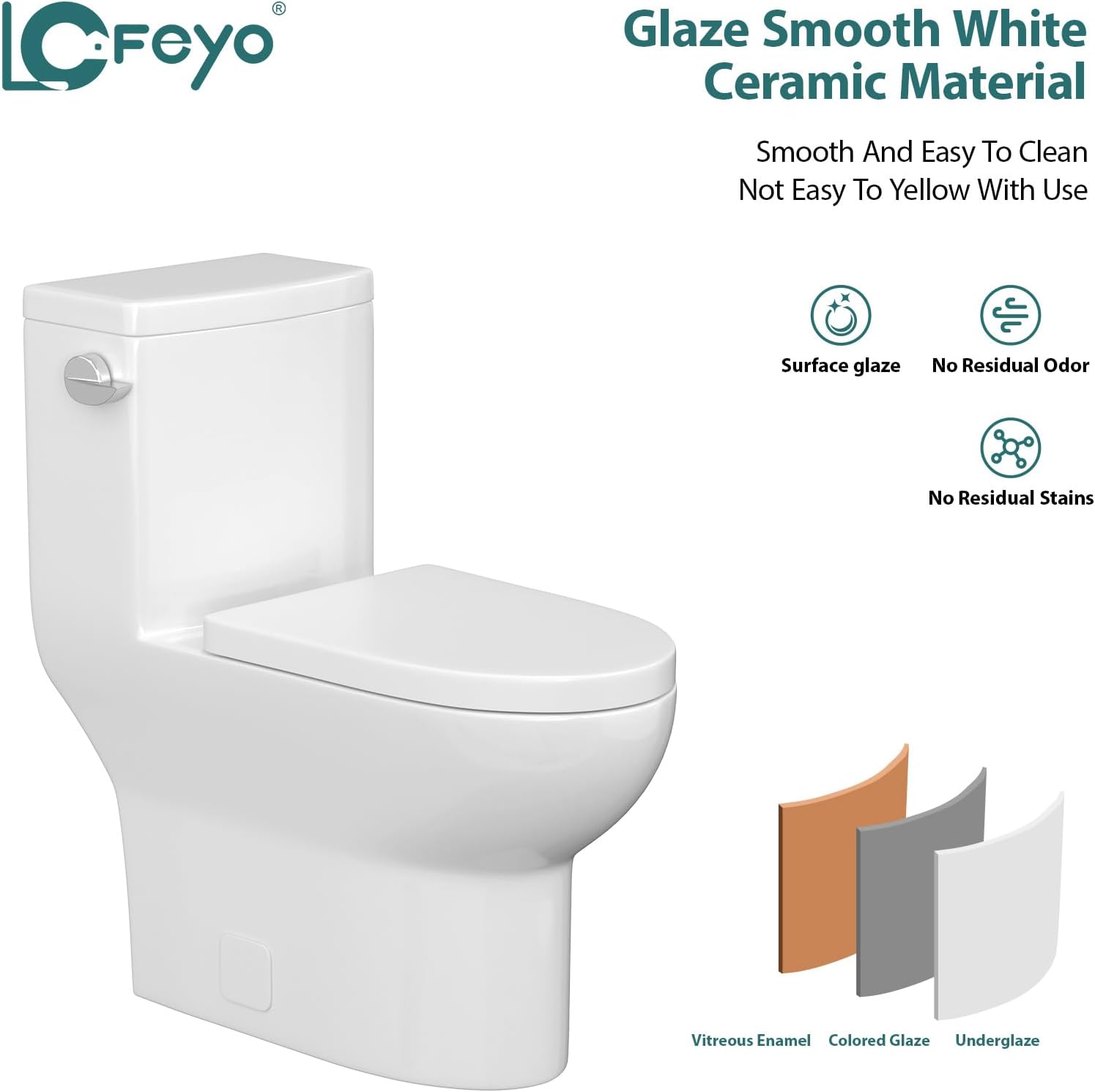 LOF-T1018 Elongated Quick Side Flush Toilet 0.8/1.28 GPF One Piece Toilet Compact Toilet Toilet With Comfortable Seat Hight Powerful Quick Flush Modern Standard White Bathroom Toilet